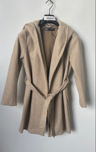Load image into Gallery viewer, Zara Womens Beige Hooded Long Sleeve Regular Fit Belted Trench Coat Size S