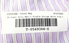 Load image into Gallery viewer, Michael Kors Mens Purple Striped Long Sleeve Dress Shirt Size L 16.5 34/35