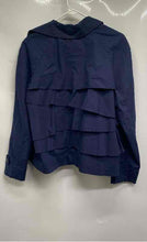 Load image into Gallery viewer, New York & Company Womens Blue Collared Double Breasted Short Trench Coat Size M