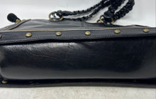 Load image into Gallery viewer, Kate Landry Womens Black Leather Double Handle Studded Shoulder Bag With Tags
