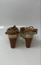 Load image into Gallery viewer, Marc Fisher Womens Obetter Beige Brown Leather Wedge Platform Sandals Size 6