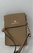 Load image into Gallery viewer, Michael Kors Womens Brown Leather Adjustable Strap Smartphone Crossbody Bag