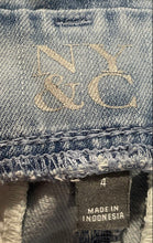 Load image into Gallery viewer, New York & Company Womens Light Blue Denim Paperbag Jeans Pants Size 4