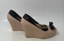 Load image into Gallery viewer, Melissa Womens Queen Pink Black Peep Toe Slip-On Wedge Pump Heels Size 6