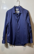 Load image into Gallery viewer, Calvin Klein Mens Blue Long Sleeve Non-Iron Slim Fit Dress Shirt Size 16 32/33