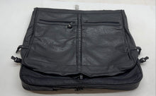 Load image into Gallery viewer, Vintage Black Leather Top Handle Outer Pockets Emerald Panthers Club Garment Bag