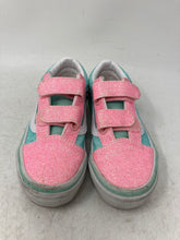 Load image into Gallery viewer, Vans Girls Old Skool Green Pink White Hook And Loop Sneaker Shoes Size 12.5