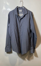 Load image into Gallery viewer, Calvin Klein Mens Blue Cotton Slim Fit Non-Iron Long Sleeve Dress Shirt 17 1/2