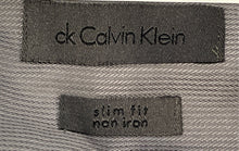 Load image into Gallery viewer, Calvin Klein Mens Gray Long Sleeve Slim Fit Non Iron Dress Shirt Size 16 1/2