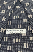 Load image into Gallery viewer, Giorgio Armani Mens Gray Geometric Print Silk Keeper Loop Adjustable Pointed Tie