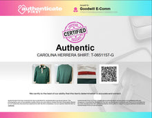 Load image into Gallery viewer, Authentic Carolina Herrera Womens Green Long Sleeve Polo Shirt Size L Stained
