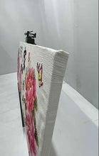 Load image into Gallery viewer, Cross-Stitch Embroidery Flower Portrait Art Piece Chinese Calligraphy