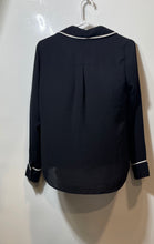 Load image into Gallery viewer, Express Portofino Womens Black Long Sleeve Pockets Piping Button-Up Shirt Sz XS