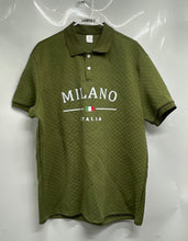 Load image into Gallery viewer, Milano Italia Mens Green Textured Chevron Short Sleeve Polo Shirt Size XXL