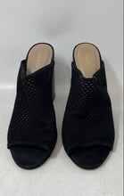 Load image into Gallery viewer, Aldo Womens Black Perforated Open Toe Slip-On Block Mule Heels Size 7.5