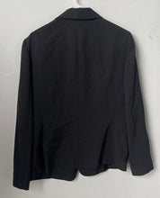 Load image into Gallery viewer, Kasper Womens Black Striped Notch Lapel One-Button Blazer Jacket Size 12