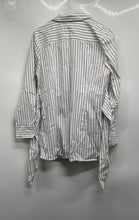 Load image into Gallery viewer, Anne Klein Womens White Black Striped Long Sleeve Side Tie Button-Up Shirt Sz M