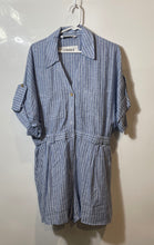 Load image into Gallery viewer, Zara Womens Blue White Striped Short Sleeve Regular Fit One-Piece Romper Size XL