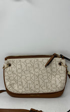 Load image into Gallery viewer, Calvin Klein Womens Beige Brown Monogram Detachable Strap Crossbody Handbag