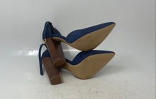 Load image into Gallery viewer, Aldo Womens Nicholes Blue Suede Pointed Toe Ankle Strap Pump Heels Size 7