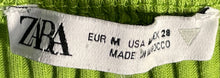 Load image into Gallery viewer, Zara Womens Green Ribbed Knitted Sleeveless Midi Bodycon Dress Size Medium