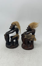 Load image into Gallery viewer, Collectible Tribal Tiki Man Drummer Handmade Wooden Primitive Figure