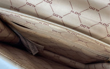 Load image into Gallery viewer, Aldo Womens Beige Leather Chain Strap Quilted Flap Shoulder Crossbody Handbag