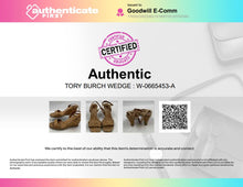 Load image into Gallery viewer, Authentic Tory Burch Womens Light Brown Wedge Espadrille Sandals Sz 9.5M Damaged