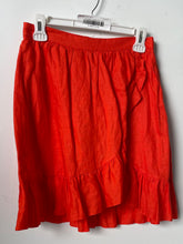 Load image into Gallery viewer, J.Crew Womens Orange Linen Side-Zip Ruffle Short A-Line Skirt Size 2