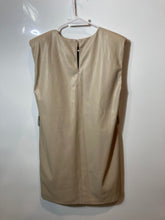 Load image into Gallery viewer, Zara Womens Taupe Sleeveless Shoulder Padded Keyhole Back Shift Dress Size S