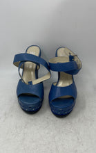 Load image into Gallery viewer, ML Womens Blue Open Toe Adjustable Buckle Wedge Platform Sandal Size EUR 40