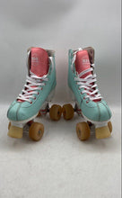 Load image into Gallery viewer, Rio Roller Unisex Script Teal Coral Lace-Up Roller Skates Size UK 5 EUR 38