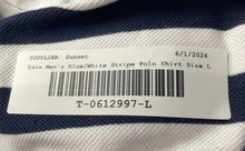Load image into Gallery viewer, Zara Mens Blue White Striped Cotton Short Sleeve Perfect Polo Shirt Size L