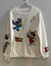Load image into Gallery viewer, Disney Girls Beige Embroidered Long Sleeve Crew Neck Pullover Sweatshirt Size L