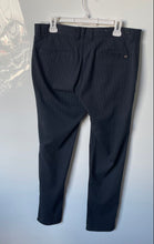 Load image into Gallery viewer, Zara Mens Blue Striped Flat Front Pockets Straight Leg Dress Pants Size 32