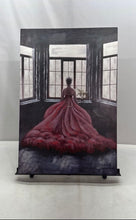 Load image into Gallery viewer, Marbella By Chelsea Chase Women In Red Dress Looking Out A Window Art Painting