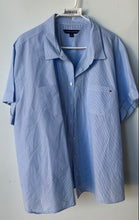 Load image into Gallery viewer, Tommy Hilfiger Womens Blue Striped Short Sleeve Collared Button-Up Shirt Size 3X