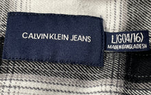 Load image into Gallery viewer, Calvin Klein Boys Black White Windowpane Plaid Cotton Button-Up Shirt Size Large