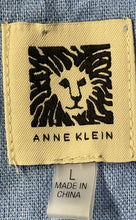 Load image into Gallery viewer, Anne Klein Womens Blue Short Sleeve Collarless Back Button Blouse Top Size Large