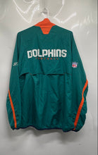 Load image into Gallery viewer, Reebok Mens Aqua Miami Dolphins Athletic Sideline Windbreaker Jacket Size Large