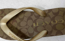 Load image into Gallery viewer, Coach Womens Zak FG3434 Beige Signature Print Slip-On Flip Flop Sandals Size 7B