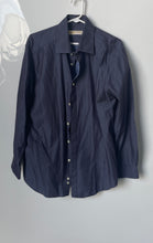 Load image into Gallery viewer, Michael Kors Mens Blue Printed Slim Fit Collared Dress Shirt Size 16.5 32/33 L