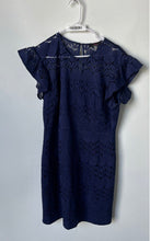 Load image into Gallery viewer, Trina Turk Womens Blue Lace Mai-Tai Short Sleeve Keyhole Sheath Dress Size 12