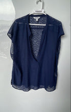 Load image into Gallery viewer, Old Navy Womens Blue Short Cap Sleeve Henley Neck Sheer Overlay Blouse Top Sz XL