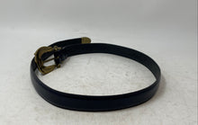 Load image into Gallery viewer, Talbots Womens Blue Genuine Leather Gold-Tone Ornate Buckle Dress Belt