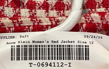 Load image into Gallery viewer, Anne Klein Womens Red Houndstooth Long Sleeve Open Front Jacket Size 12