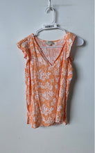 Load image into Gallery viewer, Loft Womens Orange & White Floral Print Sleeveless Blouse Top Size XS