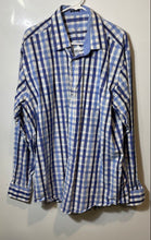 Load image into Gallery viewer, Bugatchi Uomo Mens Blue White Plaid Cotton Long Sleeve Button-Up Shirt Size XXL