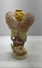 Load image into Gallery viewer, Classic Pink And White Color Porcelain Angel Figurine Wearing A Robe With Harp