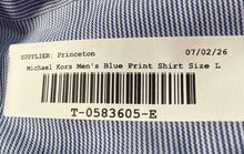 Load image into Gallery viewer, Michael Kors Mens Blue White Striped Print Dress Shirt Size Large